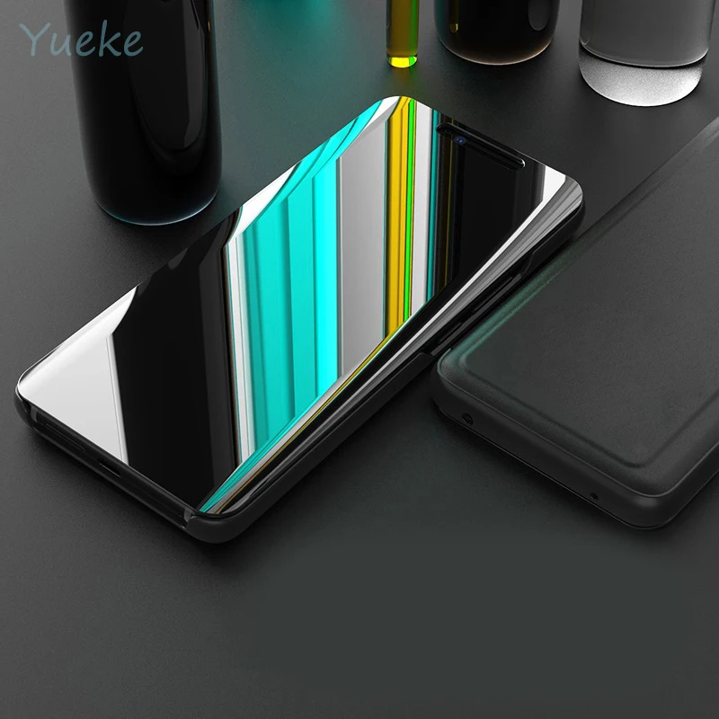 For Oppo Realme 5S Flip Mirror Case RMX1925 6.5&quot Released 2019 Luxury Smart Shockproof Magnetic Vertical Stand Phone Cover | Мобильные