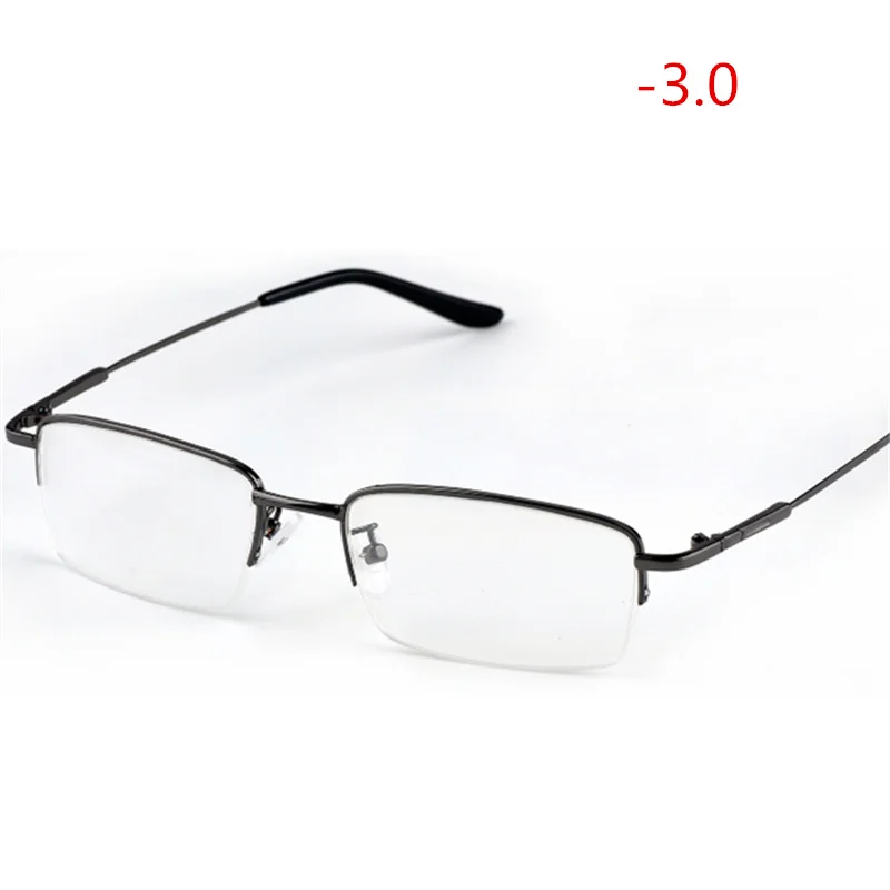 NYWOOH очки для близорукости, мужские очки с полуоправой, металлические студенческие близорукие очки, ультралегкие очки для близоруких-1,0-6,0 - Цвет оправы: -300
