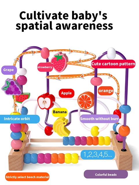 Montessori Educational Toys Wooden Circles Bead Wire Maze Roller Coaster Abacus Puzzles Baby Early Educational Toy For Children 3
