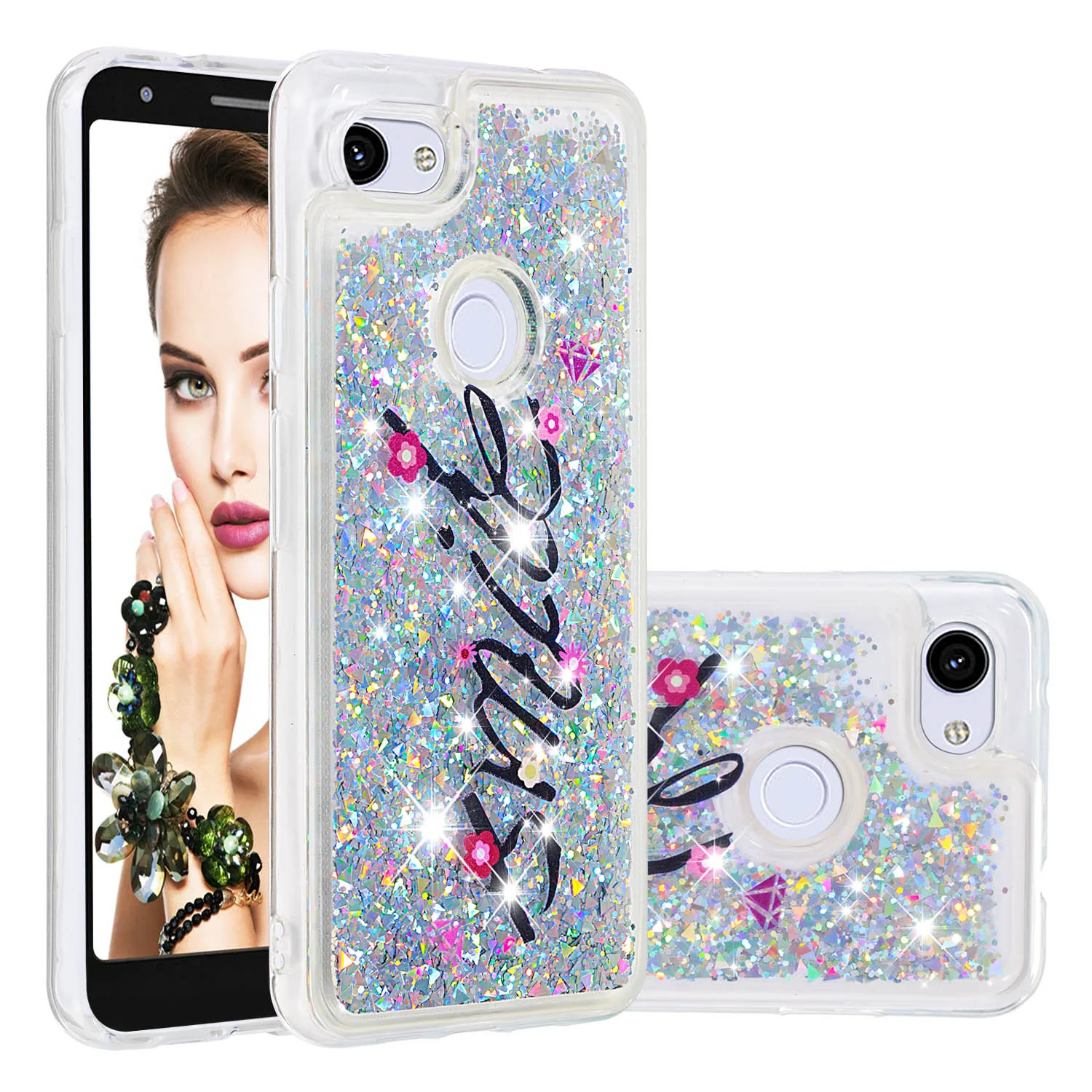 

Luxury Phone Cases For Google Pixel 3a Case For Google 3a XL Liquid Quicksand Glitter Bling Paint Soft TPU Back Cover Coque Gift