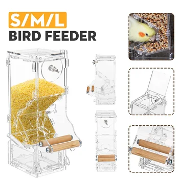 

Bird Feeder Automatic Pet Feeder Transparent Plastic Birds Feeding Box Cage Anti-spatter Anti-planing Anti-blocking Container