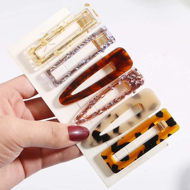 Женские японские ацетатные аксессуары для волос из ацетатного волокна геометрические треугольные леопардовые заколки для волос винтажные аксессуары для волос