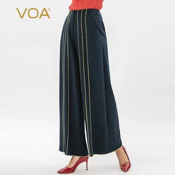 

VOA 36m heavy weight elastic silk middle waist digging bag bright yellow thread tight binding loose speaker pants children K1018