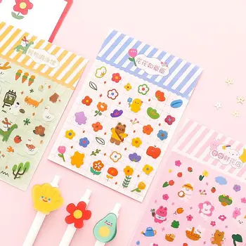 

MINKYS Kawaii 2PCS Rabbit Bear Flowers Scrapbooking Sticker For Journals Crafts DIY Diary Album Sticky Envelope Sealing Stickers