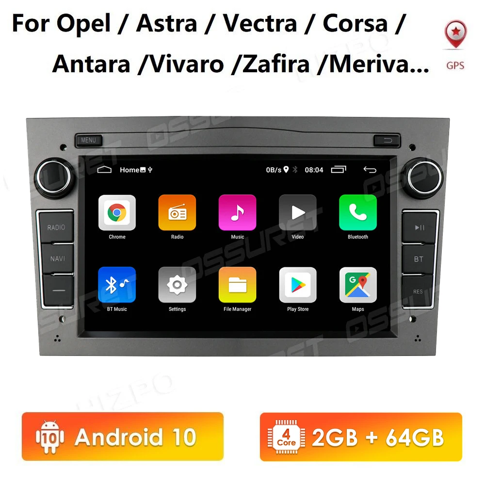 Автомагнитола 2 + 64 ГБ 2DIN Android 10 GPS для Opel Astra H G J Vectra Meriva Corsa C D Vivaro Antara Zafira Vauxhall с PIP