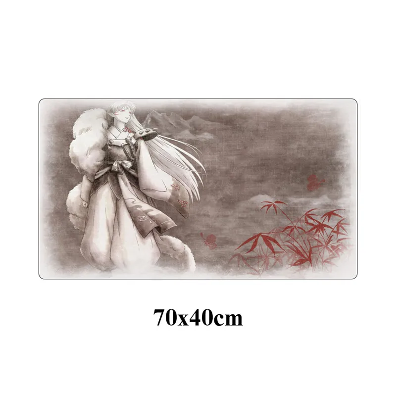 Серебристый Аниме Inuyasha коврик для мыши геймер 70x40 см большой резиновый прочный запирающийся край игровой коврик для мыши Компьютерная клавиатура Коврик Настольный коврик - Цвет: Серебристый