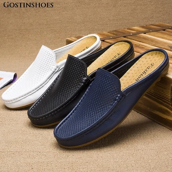 

Closed-toe Slip-on Moccasins Genuine Leather Casual Shoes Men Shoes Moccasins Loafers Cow Leather Pig Split Rubber Solid Summer