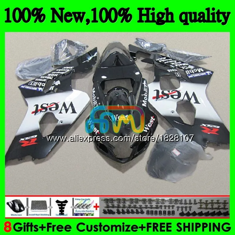 Корпус K4 для SUZUKI GSX-R750 GSXR 600 750 R750 04 05 Black West 36BS.39 GSXR-600 GSXR600 600CC 750CC GSXR750 2004 2005 обтекатель
