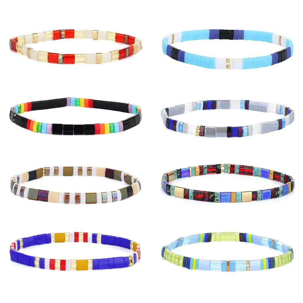 

KELITCH TILA Seed Bracelets Square Crystal Miyuki Beads Handmade Stacks Stretch Bracelets 2020 Fashion Jewelry for women pederna