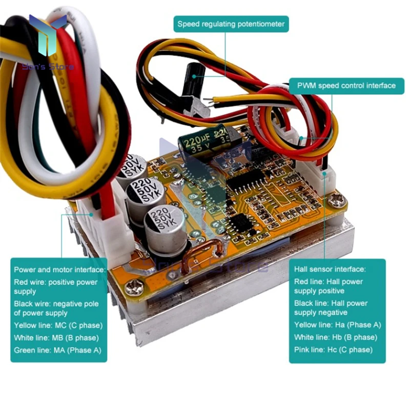 380w bldc trifásico dc controlador de motor