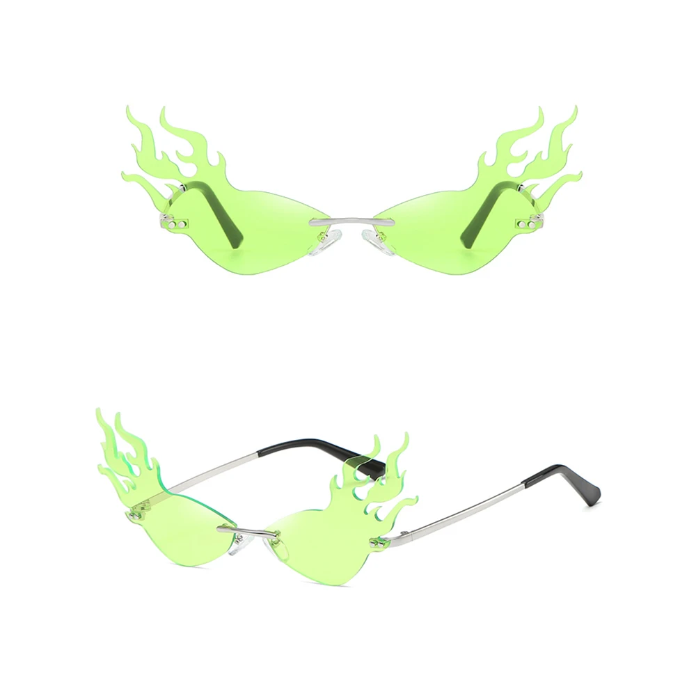 1 шт., модные солнцезащитные очки унисекс с огненным пламенем, винтажные, без оправы, волнистые, узкие солнцезащитные очки, повседневные, Роскошные, трендовые, УФ 400 очки - Цвет линз: 5
