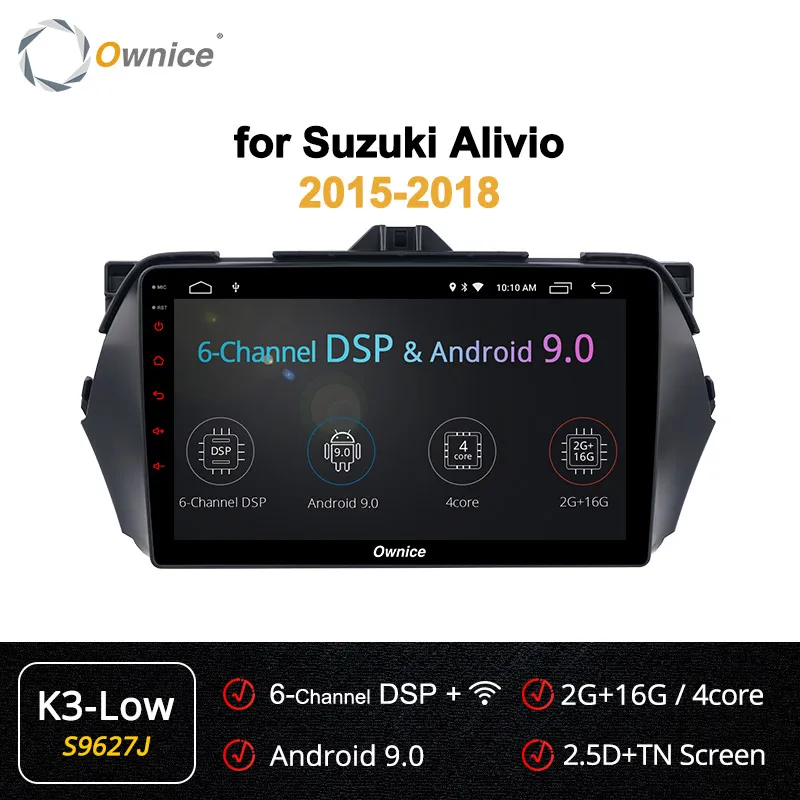 S9627 K3 LOW Ownice k3 k5 k6 Android 9,0 автомобильный dvd стерео радио gps 4G головное устройство для SUZUKI Alivio- NAVI 360 Panorama DSP 4G SPDIF - Цвет: S9627 K3 LOW