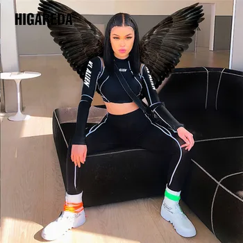 

Women Two Piece Set 2018 Tracksuit casual Fitness Fashion Slim Sexy High Waist full sleeve full length o-neck letter