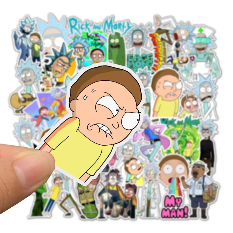 17/35PCS/SET Personality Rick And Morty Anime Stickers Stranger Things PVC Waterproof Luggage Sticker On Travel Case Phone Decel