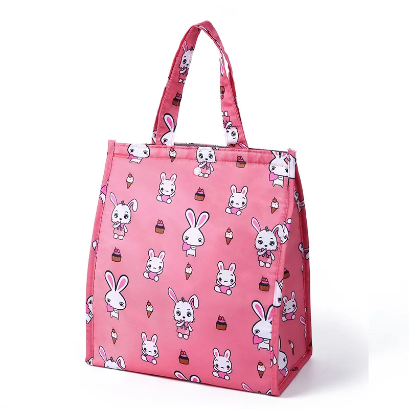 PLEEGA новая свежесть, изоляция холодных тюков, термостойкая оксфордская сумка для обеда, водонепроницаемая удобная сумка для отдыха, милый фламинго, Cuctas Tote, 1 шт - Цвет: A-Pink rabbit