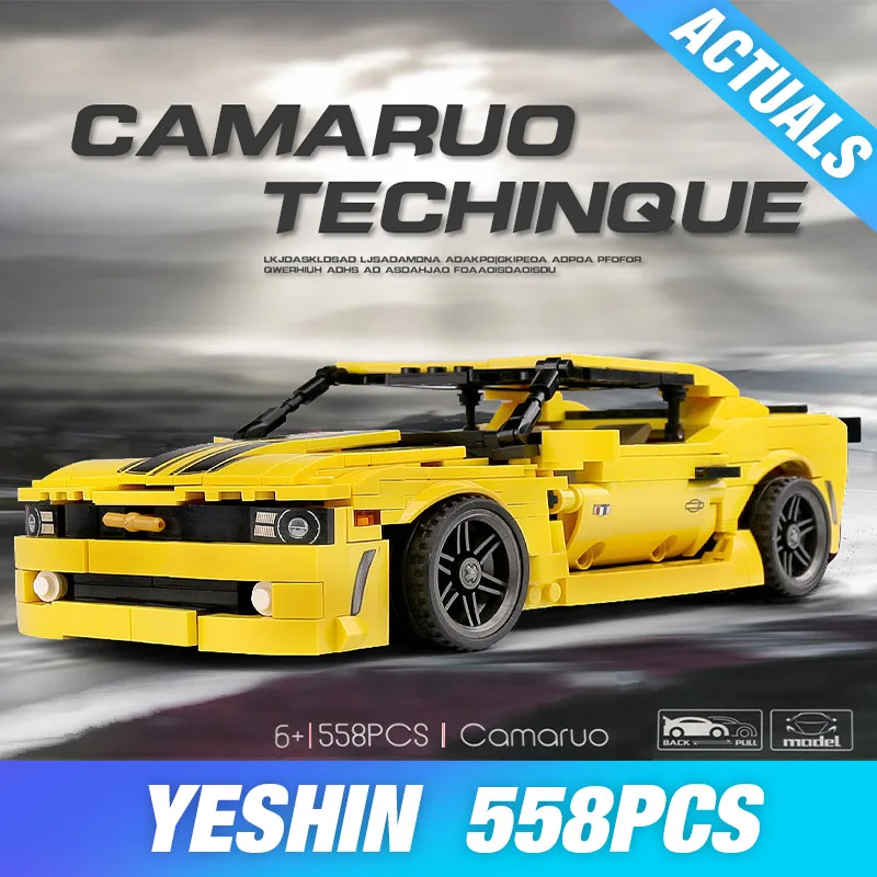 Yeshin Technic модель автомобиля MOC желтый Camaro Mustang гоночный скоростной автомобиль машинка с инерционным механизмом строительные блоки кирпичи детские рождественские игрушки