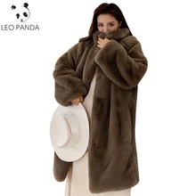 Зимняя куртка из искусственного меха норки, женская утепленная длинная плюшевая куртка большого размера, Женская парка из искусственного меха кролика рекс