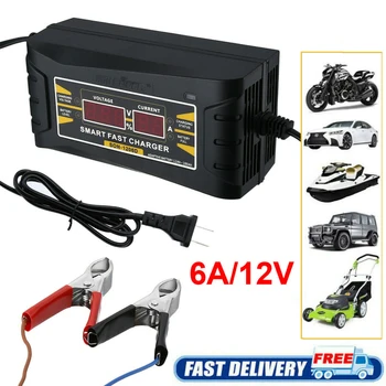 

6A 12V 6A Full Automatic Auto Fast Lead-Acid Battery PWM Charger Maintainer For Car Motorcycle LCD Digital Display