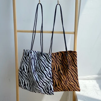 

Japan Style Women Bags Zebra Animal Printed Female Handbags Middle Ladies Shoulder Bag Youth Casual Shopping Bag Whole Sale