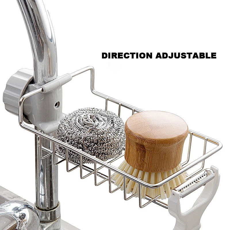 Stainless Steel Hot Sink Hanging Storage Rack Holder Faucet Clip Bathroom Kitchen Dishcloth Clip Shelf Drain Dry Towel Organizer