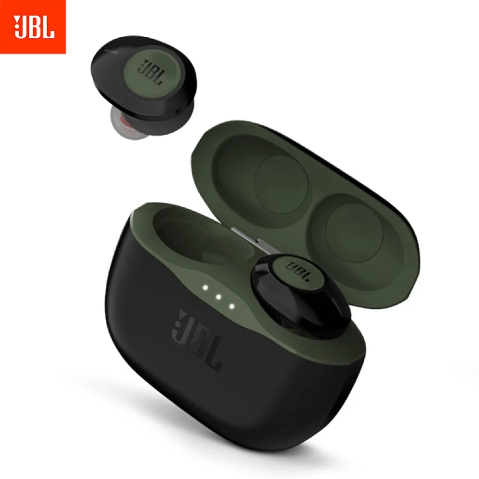 JBL TWS True беспроводные Bluetooth наушники TUNE120 с микрофоном наушники невидимые сенсорные управление спортивные наушники с зарядным чехлом - Цвет: Dark green