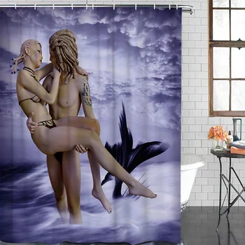 

Cloud Sea Couple Painting Waterproof Polyester Fabric Shower Curtain Home Decoration Bathroom Shower Curtain