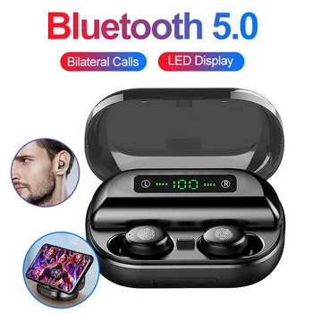 

Wireless Bluetooth 5.0 Earphones 8D Stereo Sound Noise Canceling LED Power Display Bluetooth Wireless Headset Wired Earbuds