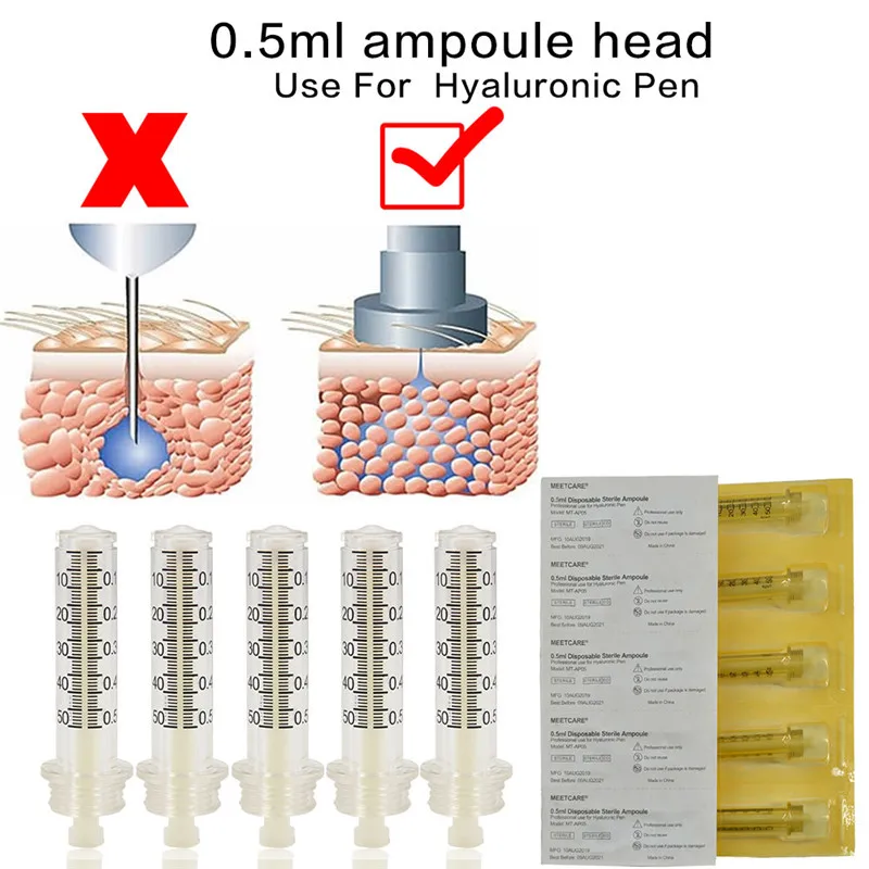 0,3/0,5 мл одноразовая Стерильная ампульная головка шприца для гиалуроновой ручки распылитель пистолет для инъекций против морщин для губ