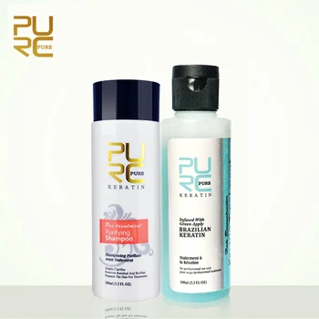 

PURC 3.7% Apple smell Keratin treatment Straightening hair Repair damage frizzy hair Keratin and Shampoo hair care set