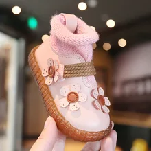 Детские хлопковые ботинки зимние теплые с мехом легкие Нескользящие кроссовки для девочек хлопковая обувь детские ботинки принцессы для малышей