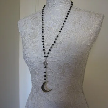 

Moon Crescent Rosary, Black/Silver, Wicca, Pagan, Gothic