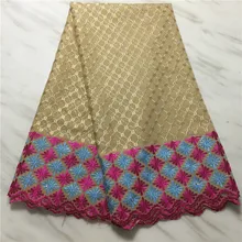 Африканская швейцарская вуаль кружевная ткань вышивка кружевная отделка высокое качество африканская сухая хлопковая кружевная ткань для свадьбы PL102703