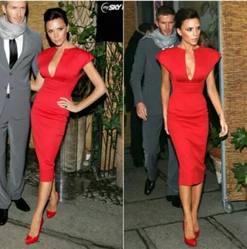 

summer style cheap 2018 short evening red satin v neck sheath vestido longo festa prom party gown mother of the bride dresses