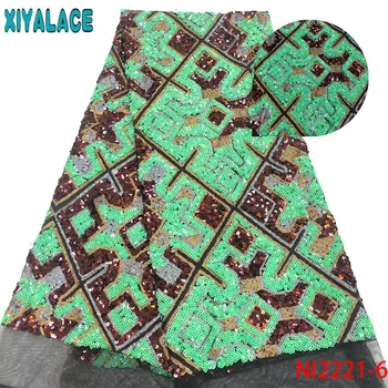 

Latest lace fabric with sequence,unique African lace fabric French,Hot Sale net lace fabric sequins for women KSNI2221-6