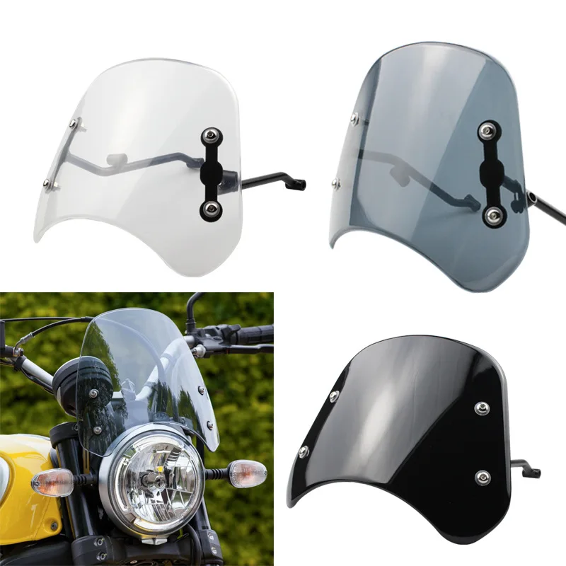 Retro Motorcycle Headlight Windshield Wind Deflector Windscreen