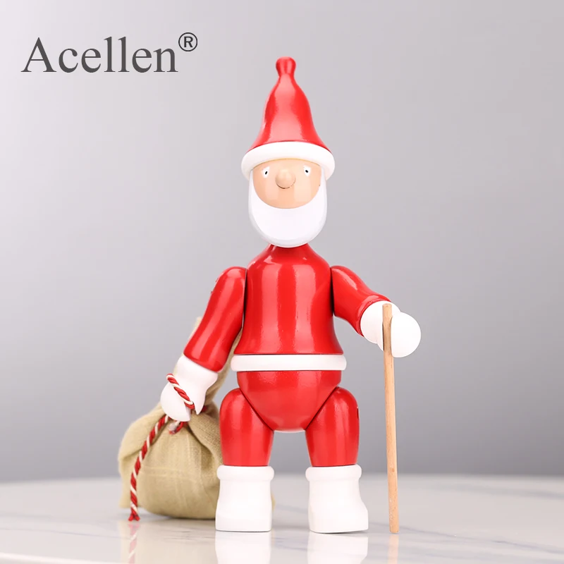 Nordic Decorative Santa Claus Wooden Figurine Kids Room Bedroom Living Room Home Decoration Accessories Ornaments Holiday Gift
