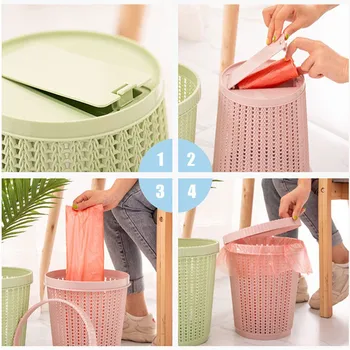 

Waste Bins With Trash Bag Hollow Trash Can Creative Non-removable Garbage Bags Waste Paper Basket Garbage Bin for Home Bedroom