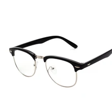 Ретро очки в черной оправе оправа Металл серебристое окаймление без градуса чтения полуоправные очки Рамка Повседневная Дикая мода очки