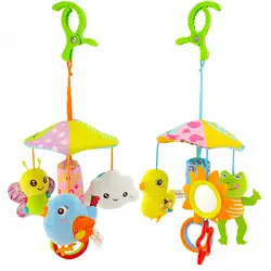 Висит ветроловка с плюшевой подкладкой, с изображением милых животных, хрустящий звук привлекает внимание для Детские коляски Детская
