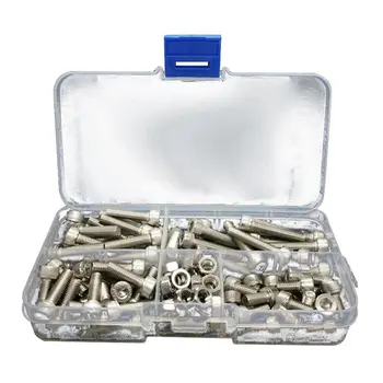 

120Pcs M5 Stainless Steel Metric Hex Socket Head Cap Screws Nuts Assortment Kit(5 Sizes)