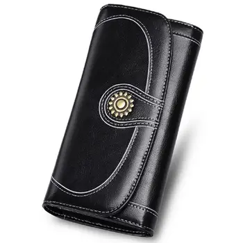 

LJL-Sendefn Split Leather Long Wallet Brand Female Vintage Women Wallets New Young Lady Purses Coin Purse For Iphone7S