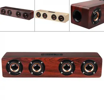 

W8 4 Horns 12W Wooden Wireless Bluetooth Speaker with TF Card Playback and AUX Wired Connection for Smartphone / PC / Television