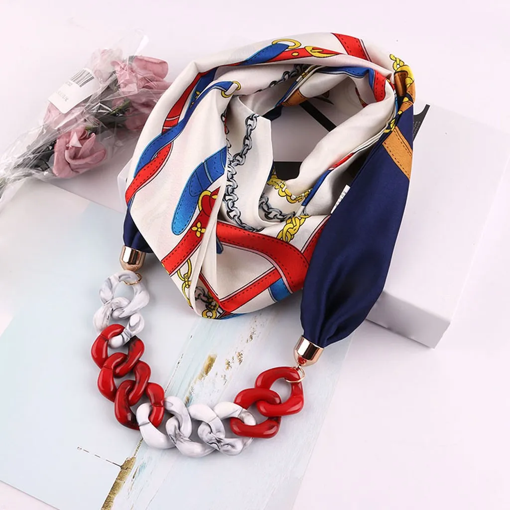 Цепочка украшение на шею нагрудник в этническом стиле роскошная Брендовая женская одежда шаль воротник Шелковый шарф платок Femme шифон хиджаб