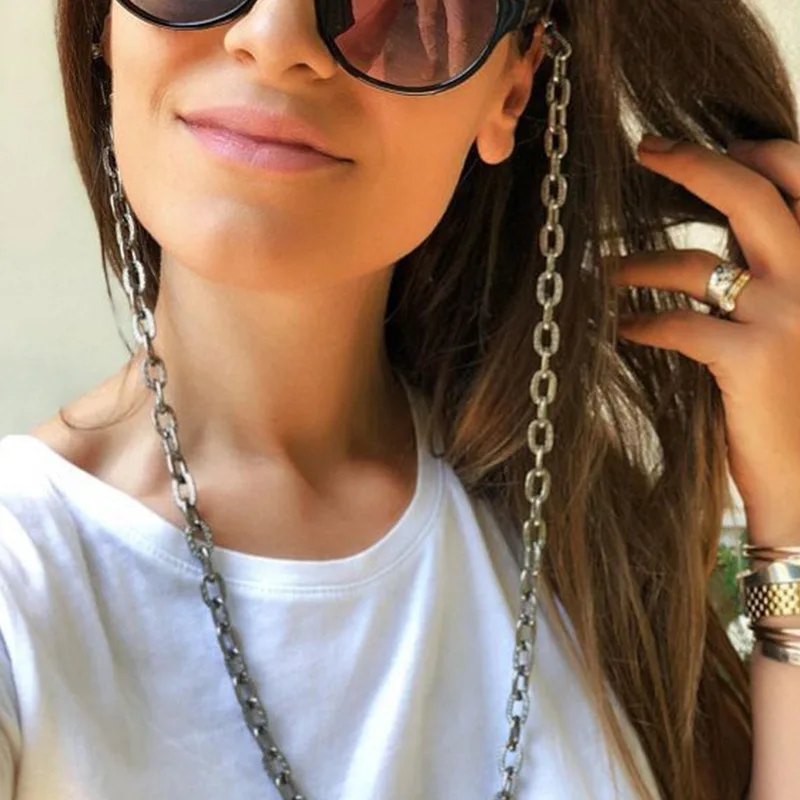 

2019 Gold Silver Statement Glasses Hanging Chain Exaggerated Big Trend Glasses Chain Men and Women Glasses Chain glasses holder