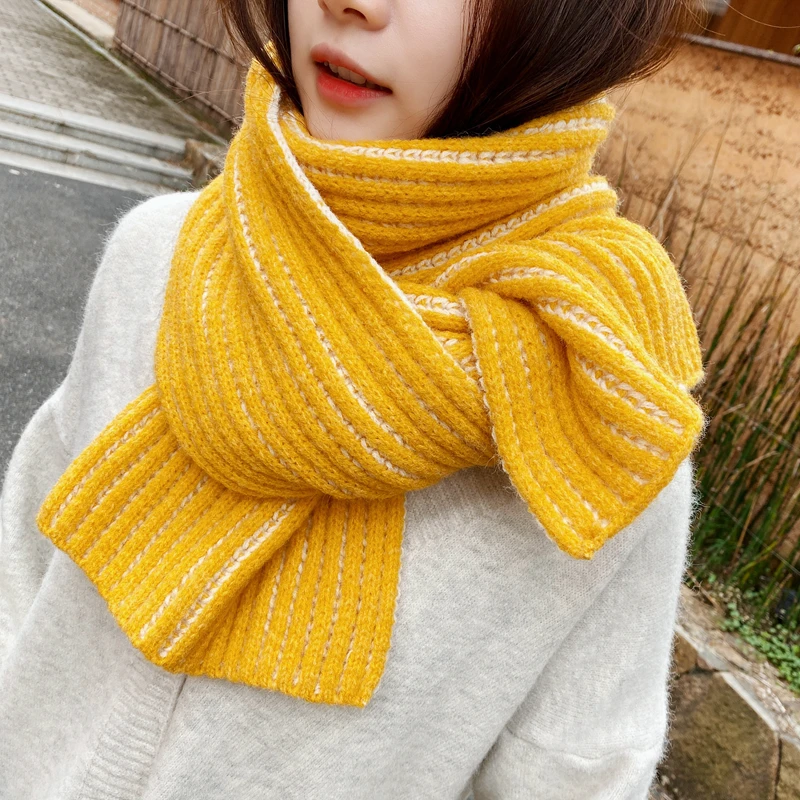 Women Winter Scarves And Wraps Knitting Wool Scarves Knitted Thicken Warm Cashmere Knitted Scarf For Women Pashmina Scarf