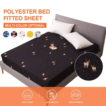 

MECEROCK 2020 New Sheet With Elastic Rubber Band Polyester Fitted Sheet Cartoon Pattern Bed Linens Mattress Cover Protector