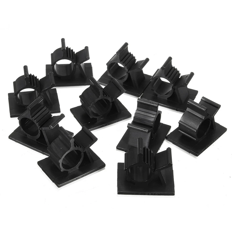 10x Plastic Cable Cord Wire Organizer Clips Ties Fixer Holder Self Adhesive