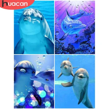 

HUACAN Full Square Drill 5D Diamond Painting Dolphin DIY Diamond Embroidery Cross Stitch Animal Home Decoration Gift