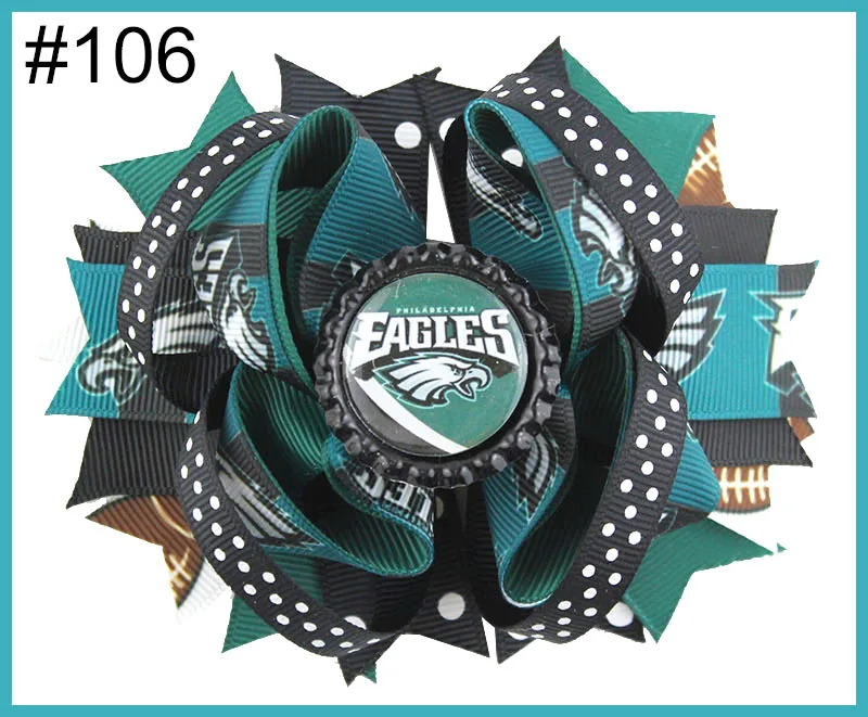 

free shipping 50pcs sport hair bow University Boutique Hair Bow football layered hair clip