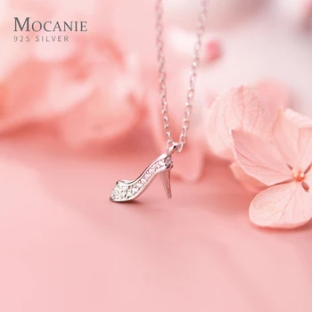 

Mocanie Fashion 925 Sterling Silver Cinderella Crystal High-Heeled Shoes Pendant Necklace for Women Link Chain Fine Jewelry Gift